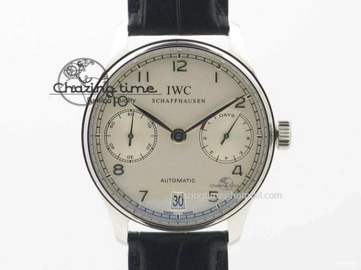 MIROTIME 0324 Portuguese IW545407 Black Dial ZF 1:1 Best Edition On Dark Blue Leather Strap DailyWear 7337